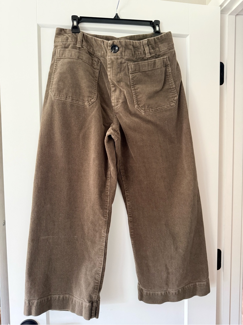 Quince Organic Stretch Corduroy Cropped Wide Leg Pants in Seaweed Size 14 Short